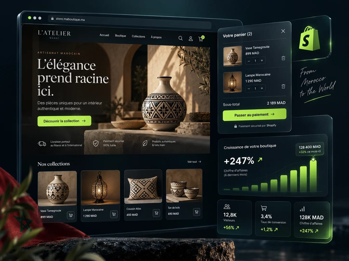Agence Shopify Maroc – création de boutique Shopify au Maroc et accompagnement e-commerce